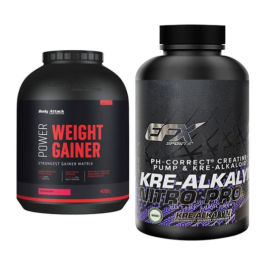 Masseaufbau-Set: Body Attack Power Weight + EFX Kre-Alkalyn Nitro PRO – alle enthaltenen Artikel