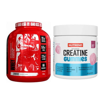 Masseaufbau-Set: BAD ASS Whey + Nutrend Creatine Gummies Fruity – alle enthaltenen Artikel