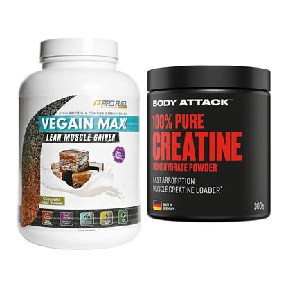 Masseaufbau-Set: ProFuel VEGAIN MAX Gainer + Body Attack 100% Pure – alle enthaltenen Artikel