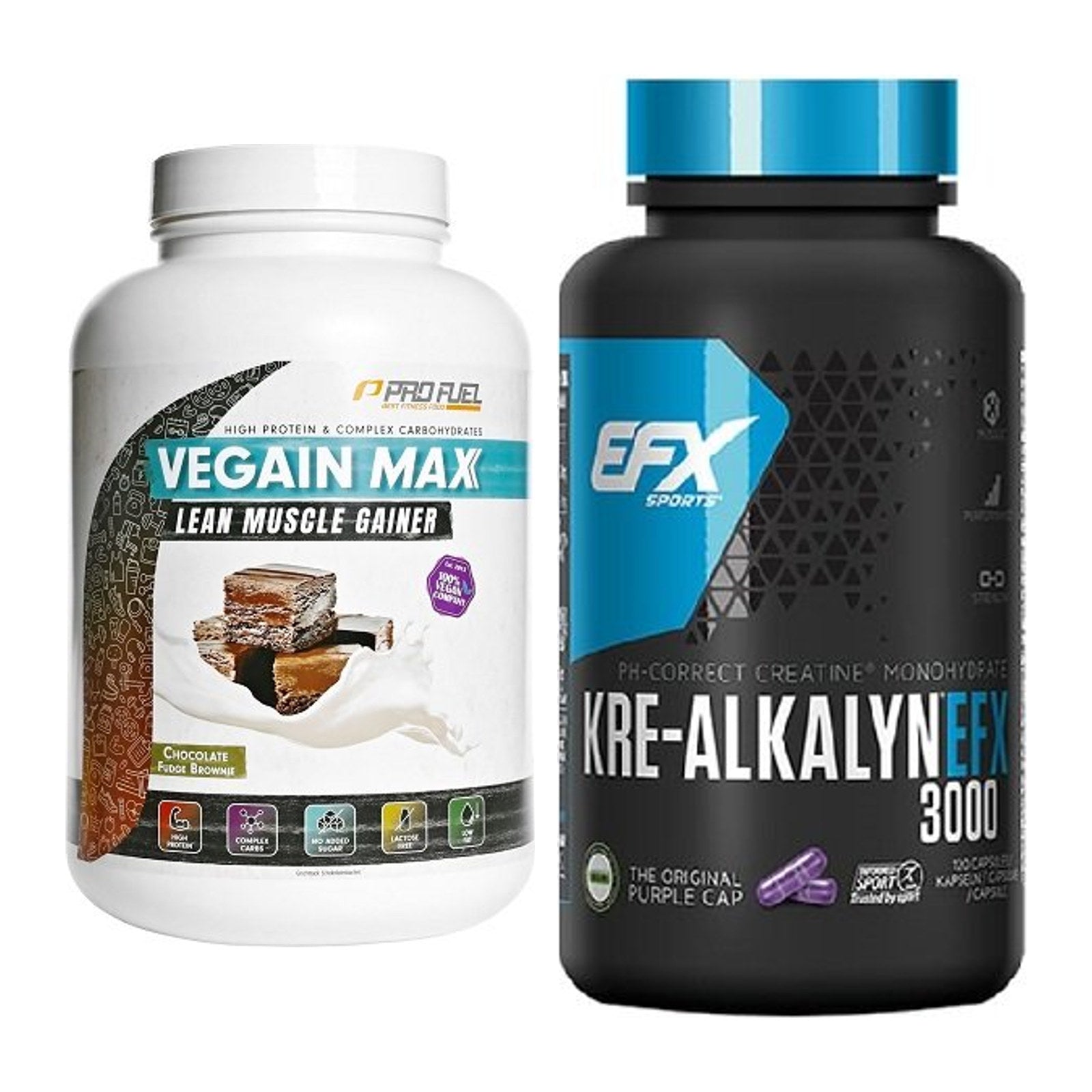 Masseaufbau-Set: ProFuel VEGAIN MAX Gainer 3kg + EFX Kre-Alkalyn 3000 – alle enthaltenen Artikel