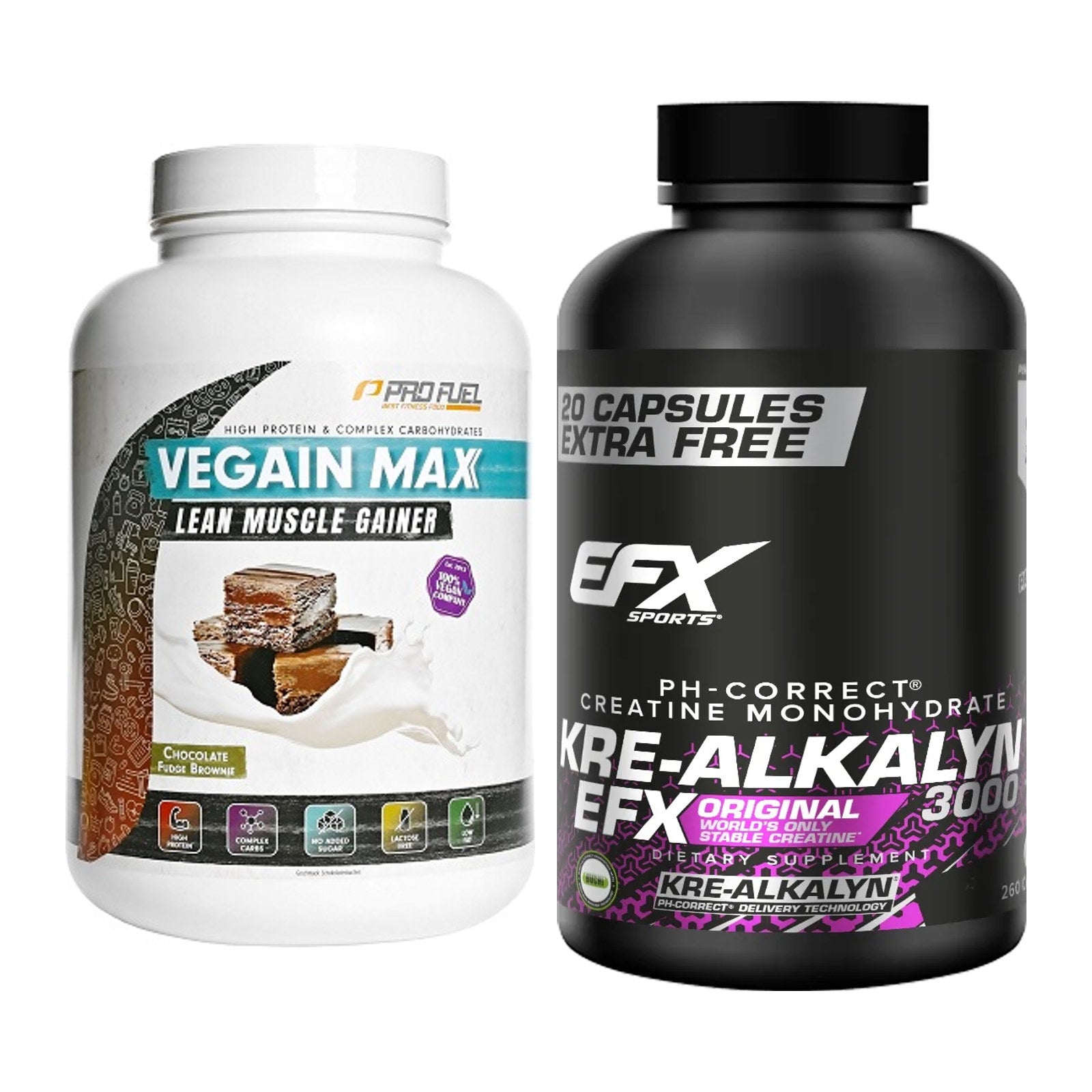 Masseaufbau-Set: ProFuel VEGAIN MAX Gainer + EFX Kre-Alkalyn 3000 – alle enthaltenen Artikel