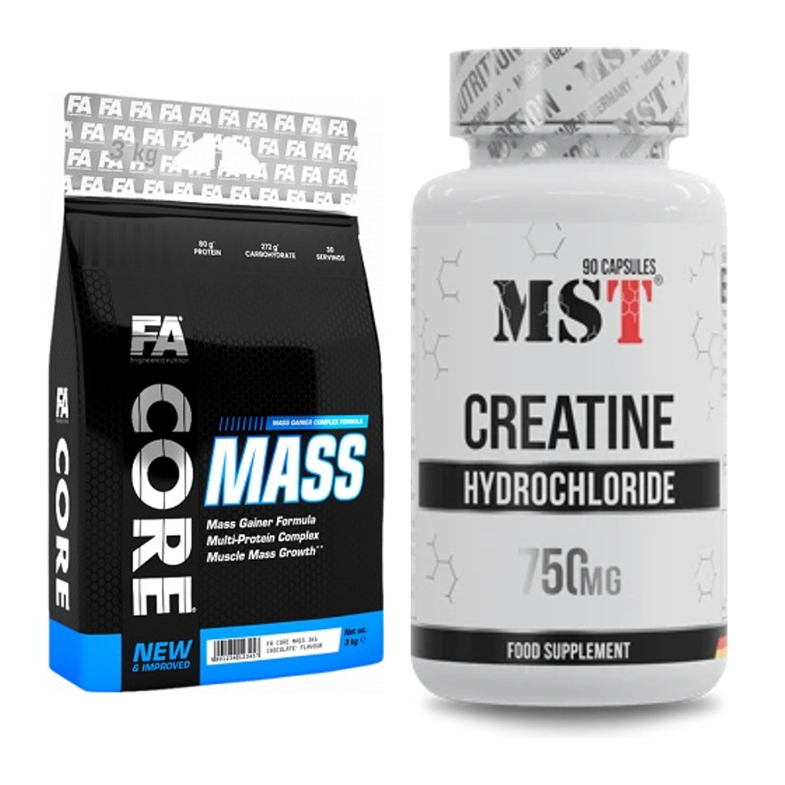 Masseaufbau-Set: FA Nutrition Core Mass + MST Creatin HCL – alle enthaltenen Artikel