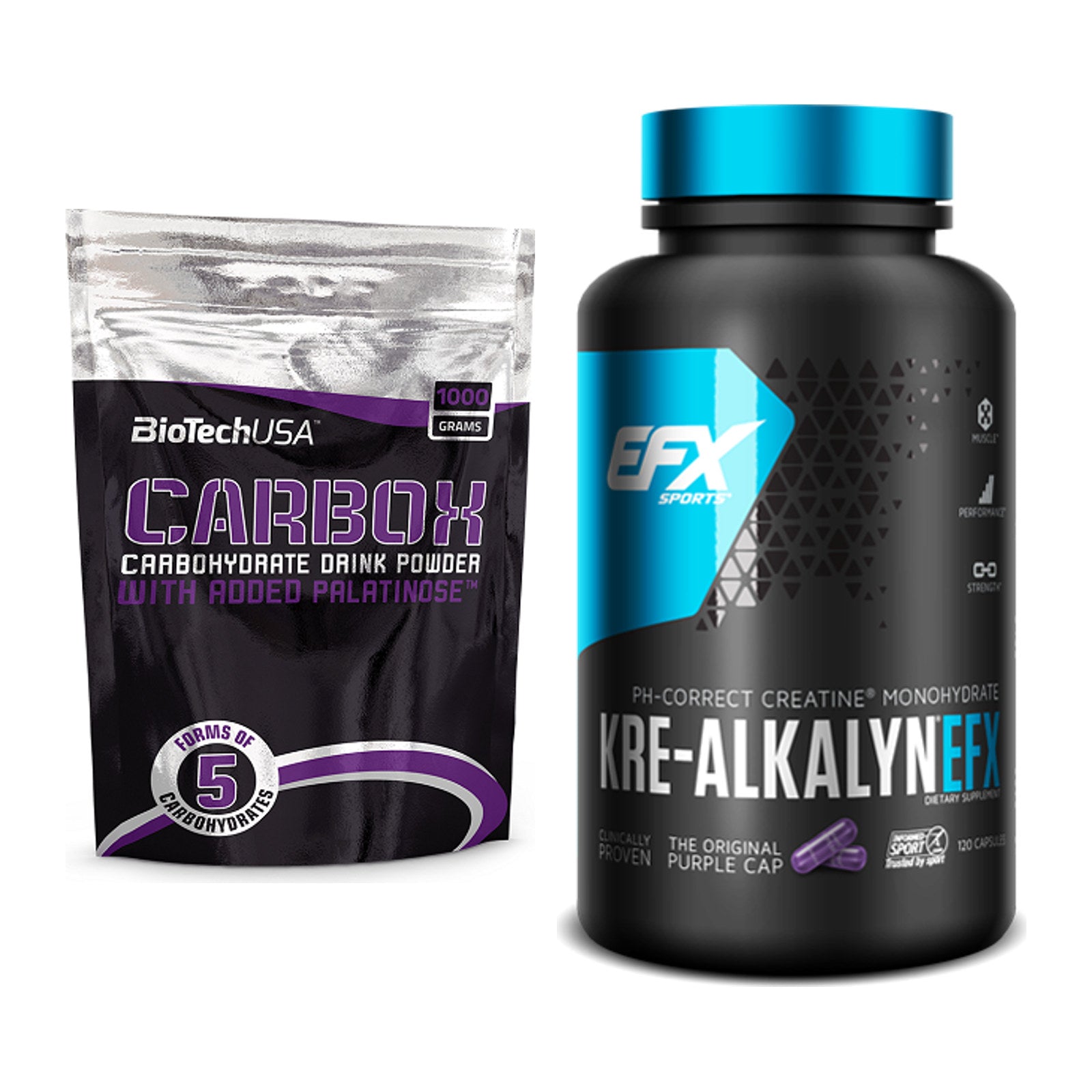 Masseaufbau-Set: BioTech CarboX + EFX Kre-Alkalyn – alle enthaltenen Artikel