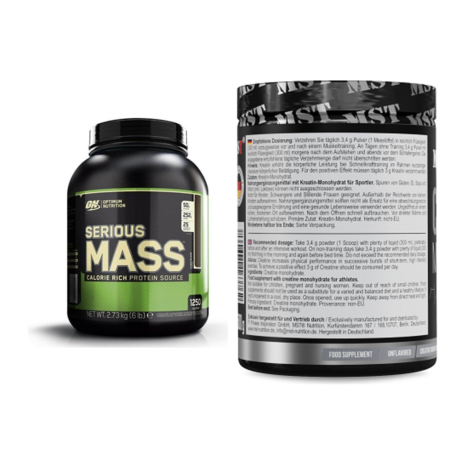 Masseaufbau-Set: Optimum Nutrition Serious + MST Creatin Monohydrate – alle enthaltenen Artikel