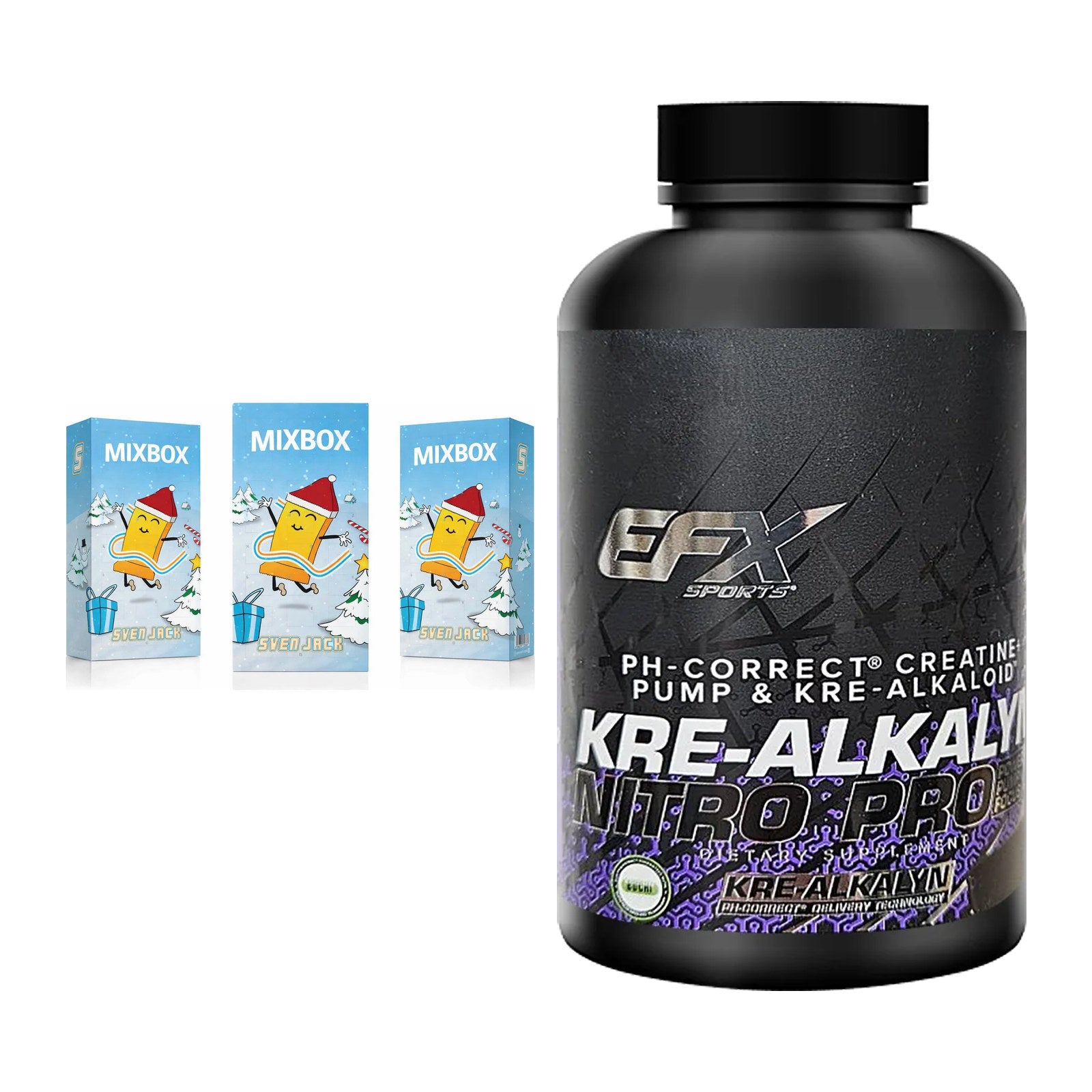Masseaufbau-Set: Sven Jack MIXBOX 49x65g + EFX Kre-Alkalyn PRO 120 – alle enthaltenen Artikel