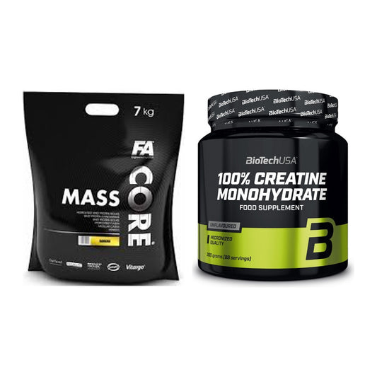 Masseaufbau-Set: FA Nutrition CORE Mass + BioTech Creatine Monohydrate – alle enthaltenen Artikel