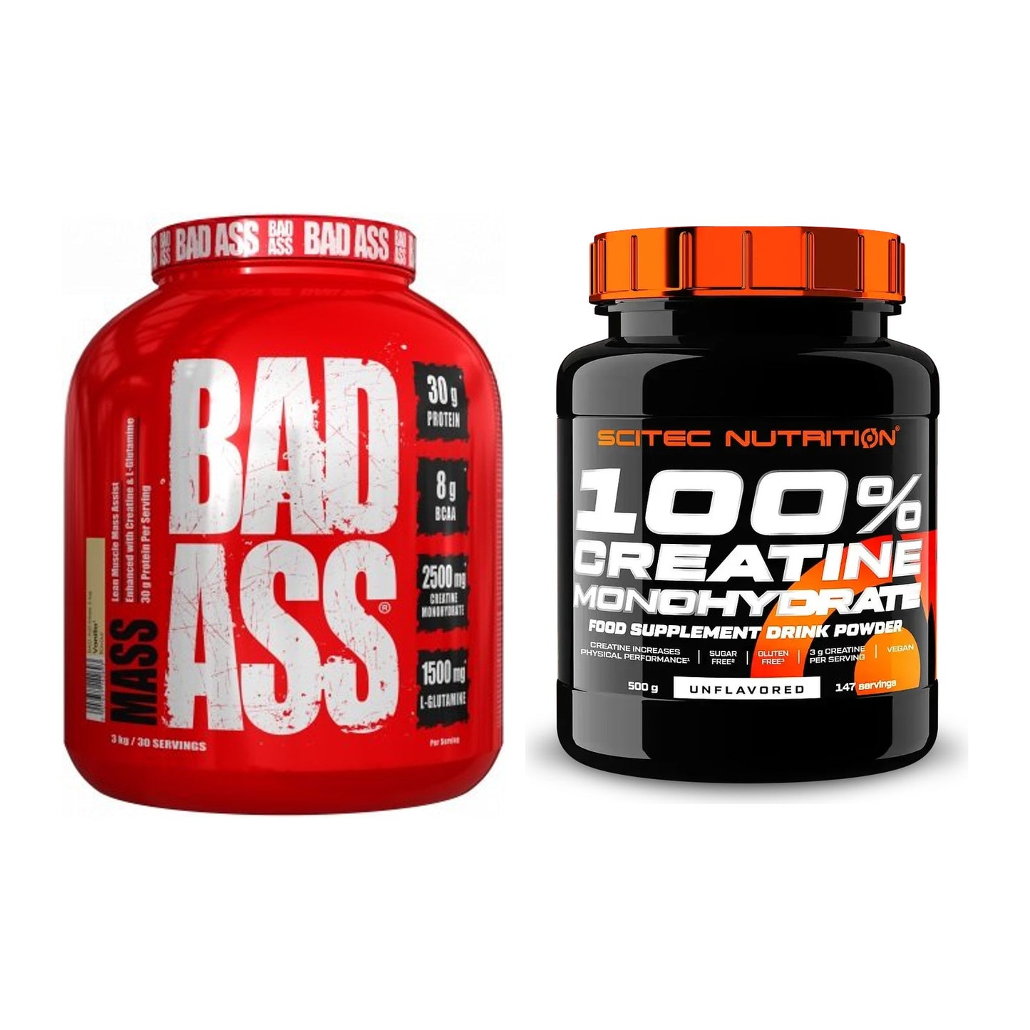 Masseaufbau-Set: BAD ASS MASS + Scitec Creatine Monohydrate – alle enthaltenen Artikel