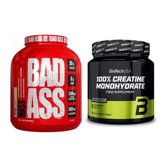 Masseaufbau-Set: BAD ASS MASS + BioTech Creatine Monohydrate – alle enthaltenen Artikel