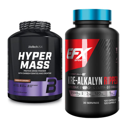 Masseaufbau-Set: BioTech Hyper Mass + EFX Kre-Alkalyn Ripped Kapsel – alle enthaltenen Artikel