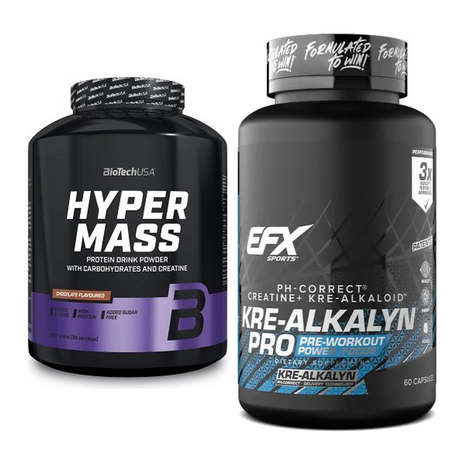 Masseaufbau-Set: BioTech Hyper Mass 2270g + EFX Kre-Alkalyn PRO – alle enthaltenen Artikel