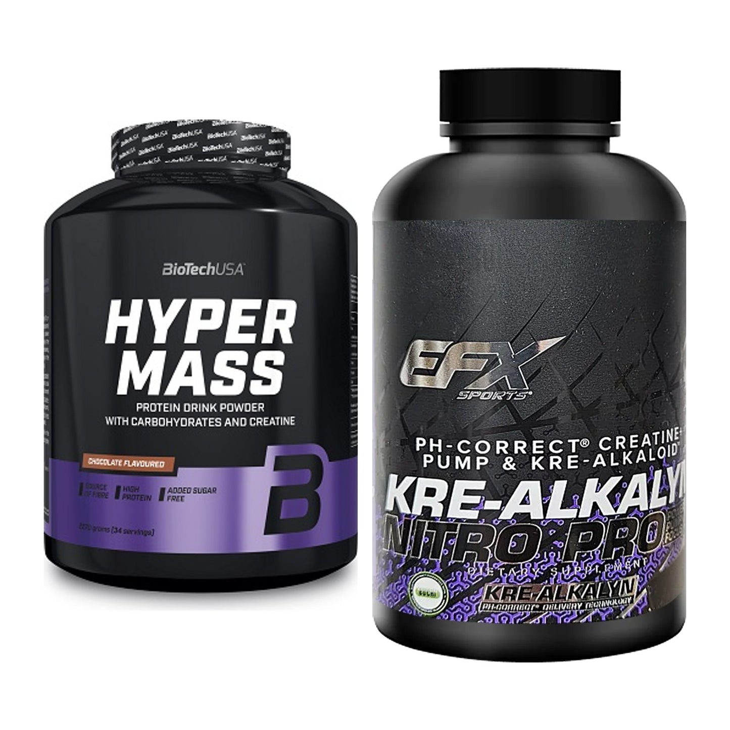 Masseaufbau-Set: BioTech Hyper Mass + EFX Kre-Alkalyn PRO 120 – alle enthaltenen Artikel