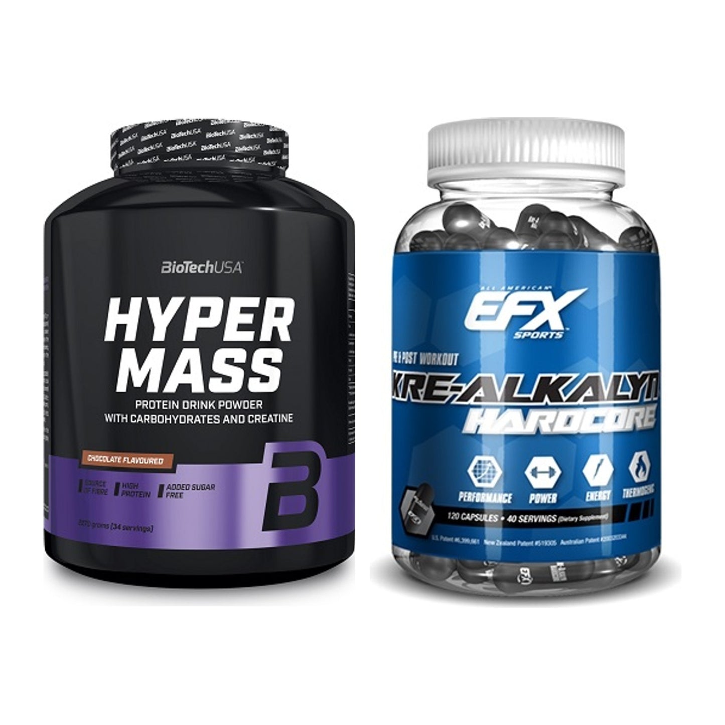 Masseaufbau-Set: BioTech Hyper Mass + EFX Kre-Alkalyn Hardcore – alle enthaltenen Artikel