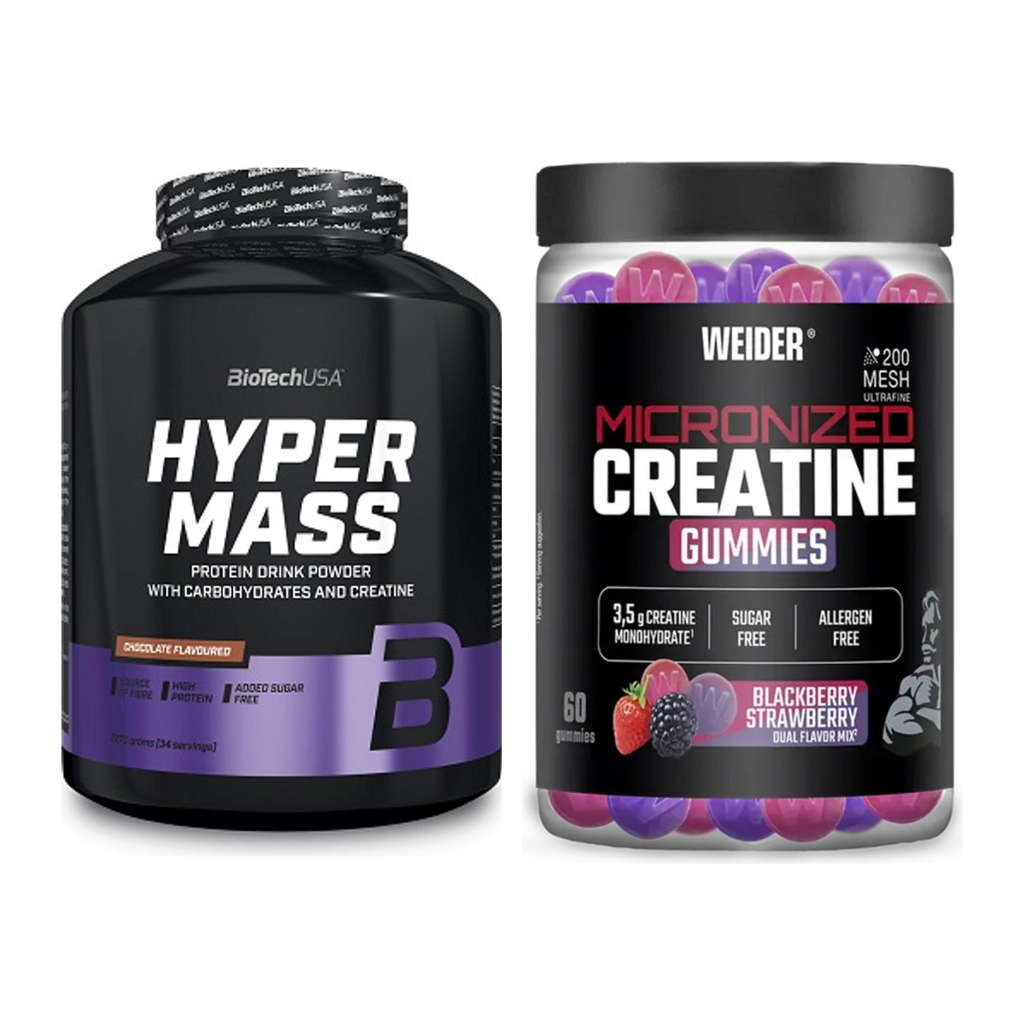 Masseaufbau-Set: BioTech Hyper Mass + Weider Micronized – alle enthaltenen Artikel
