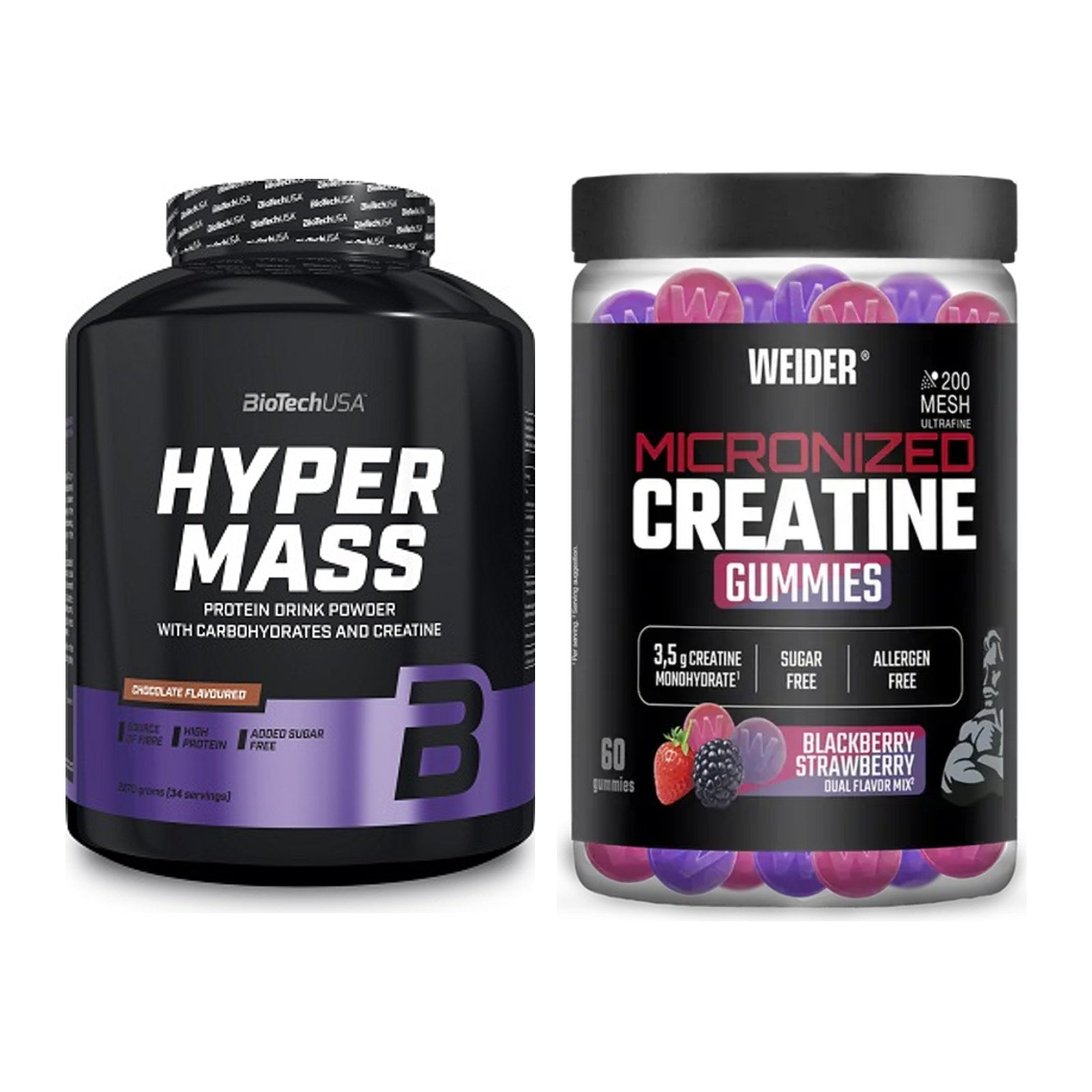 Masseaufbau-Set: BioTech Hyper Mass + Weider Micronized – alle enthaltenen Artikel