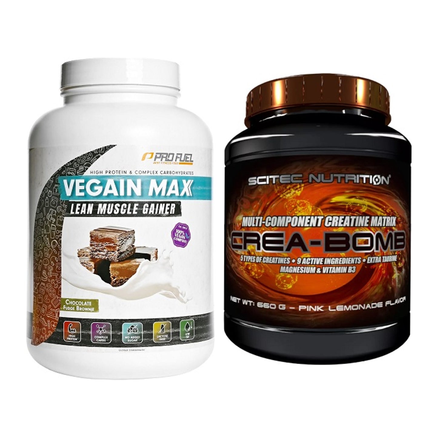 Masseaufbau-Set: ProFuel VEGAIN MAX Gainer + Scitec Crea-Bomb – alle enthaltenen Artikel