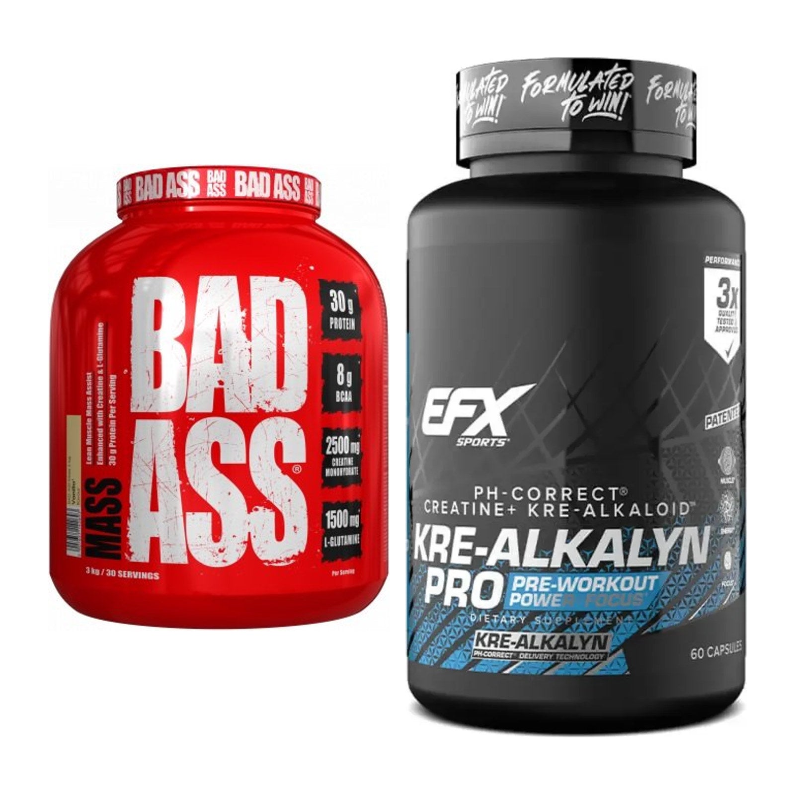 Masseaufbau-Set: BAD ASS MASS + EFX Kre-Alkalyn PRO – alle enthaltenen Artikel