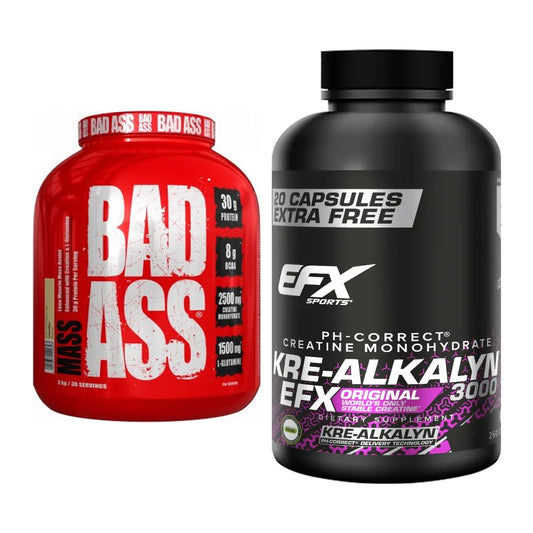 Masseaufbau-Set: BAD ASS MASS + EFX Kre-Alkalyn 3000 – alle enthaltenen Artikel