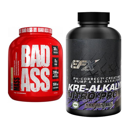 Masseaufbau-Set: BAD ASS MASS + EFX Kre-Alkalyn PRO 120 Super-Caps – alle enthaltenen Artikel