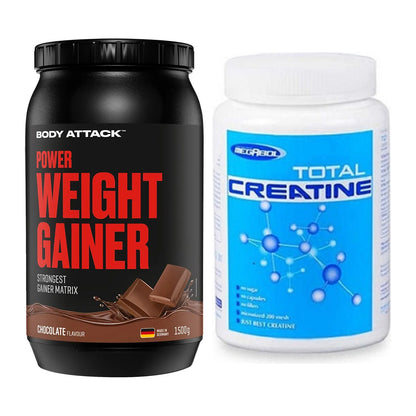 Masseaufbau-Set: Body Attack Power Weight + Megabol Total Creatine – alle enthaltenen Artikel