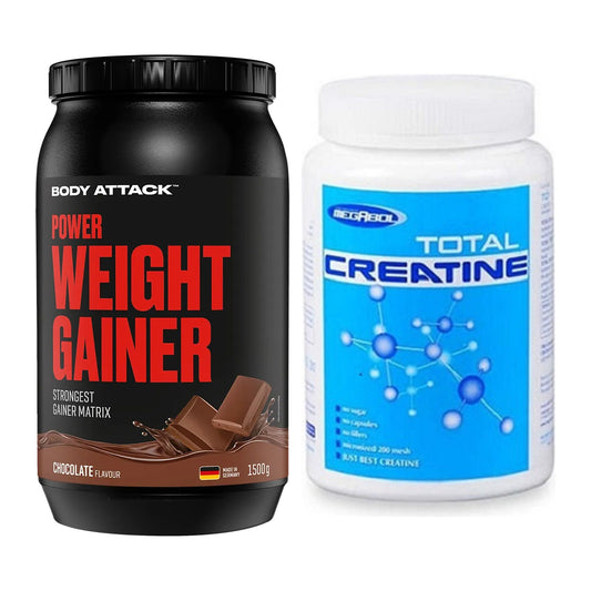 Masseaufbau-Set: Body Attack Power Weight + Megabol Total Creatine – alle enthaltenen Artikel