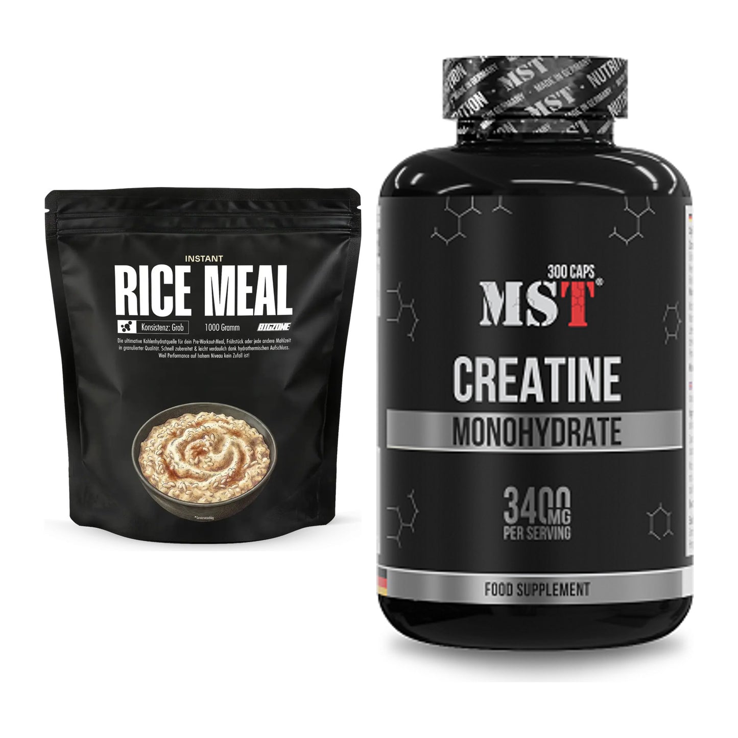 Masseaufbau-Set: Big Zone Instant Rice + MST Creatine Monohydrate – alle enthaltenen Artikel