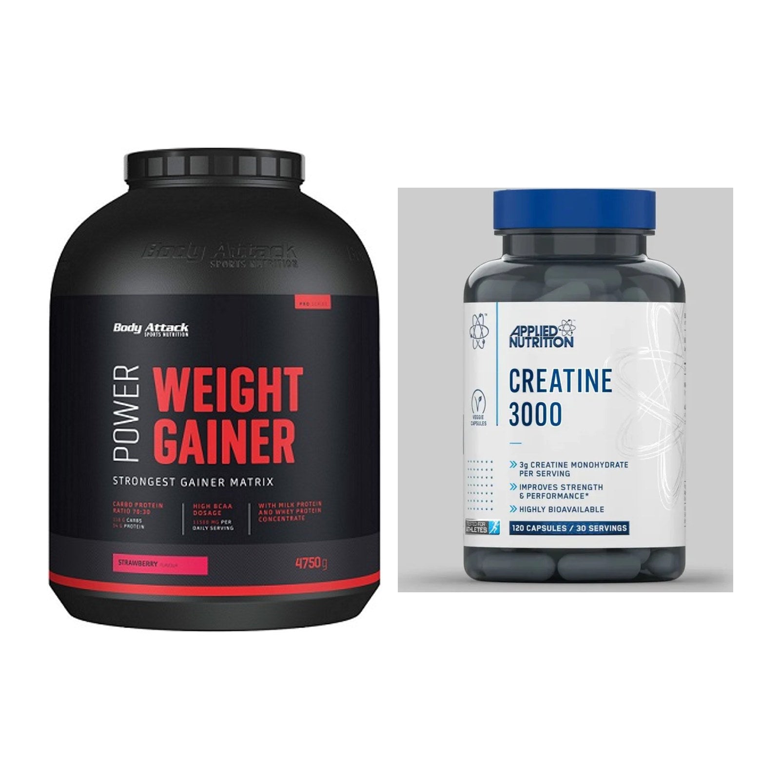 Masseaufbau-Set: Body Attack Power Weight + Applied Nutrition – alle enthaltenen Artikel