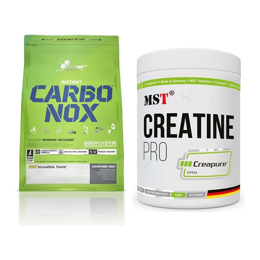 Masseaufbau-Set: Olimp Carbo Nox 1kg Pulver + MST Creatin Pro CREAPURE – alle enthaltenen Artikel