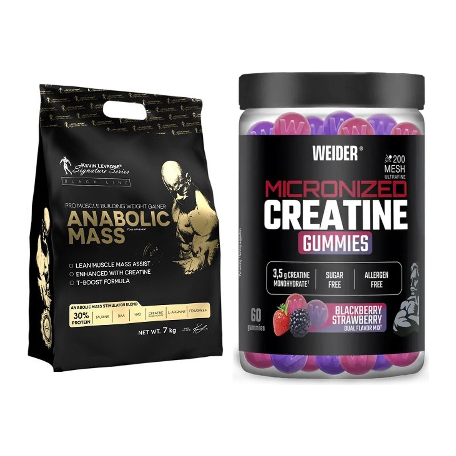 Masseaufbau-Set: Kevin Levrone Anabolic + Weider Micronized – alle enthaltenen Artikel