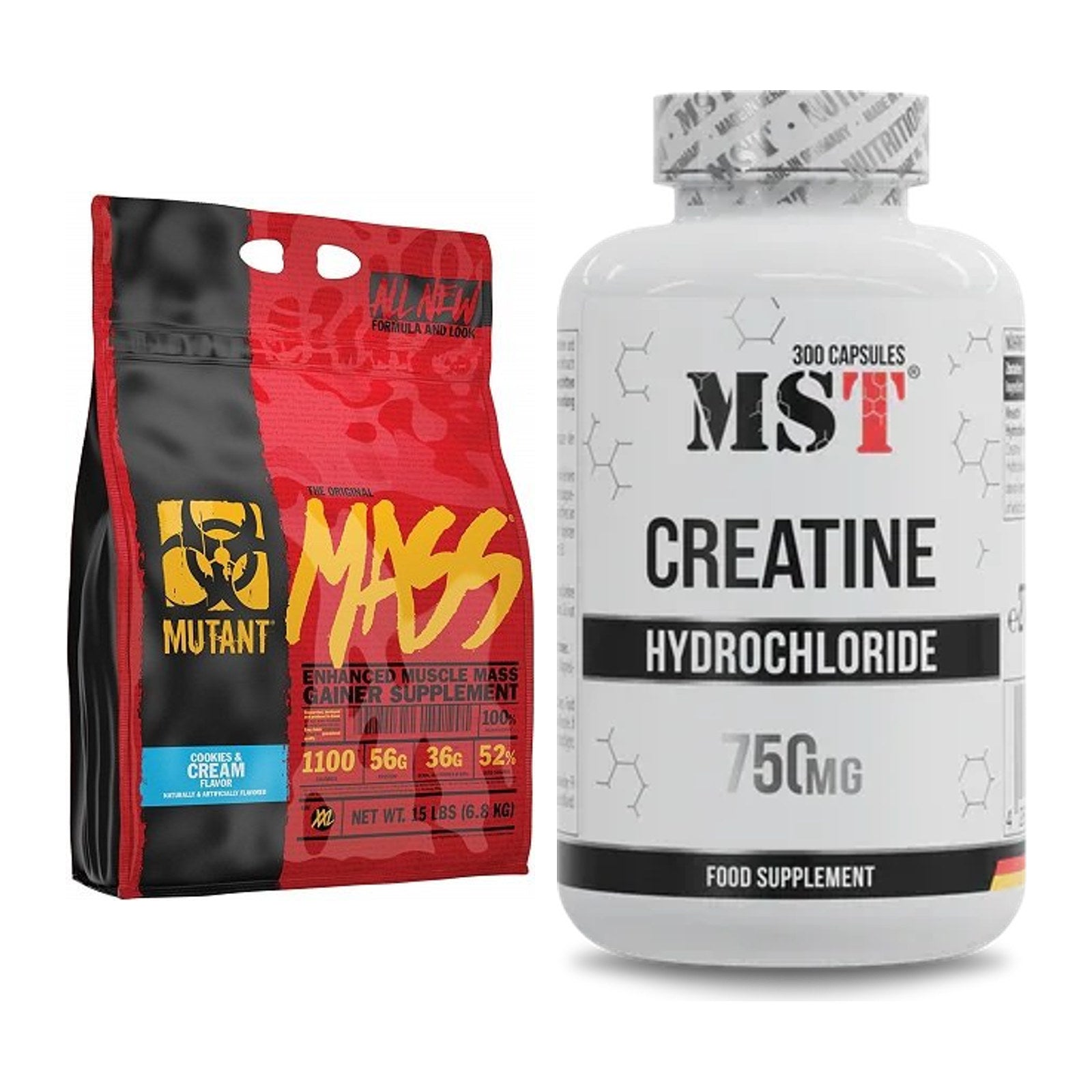 Masseaufbau-Set: Mutant Mass 6,8kg (Cookies + MST Creatine HCL – alle enthaltenen Artikel