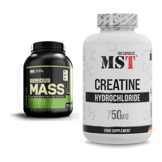 Masseaufbau-Set: Optimum Nutrition Serious Mass + MST Creatine HCL – alle enthaltenen Artikel