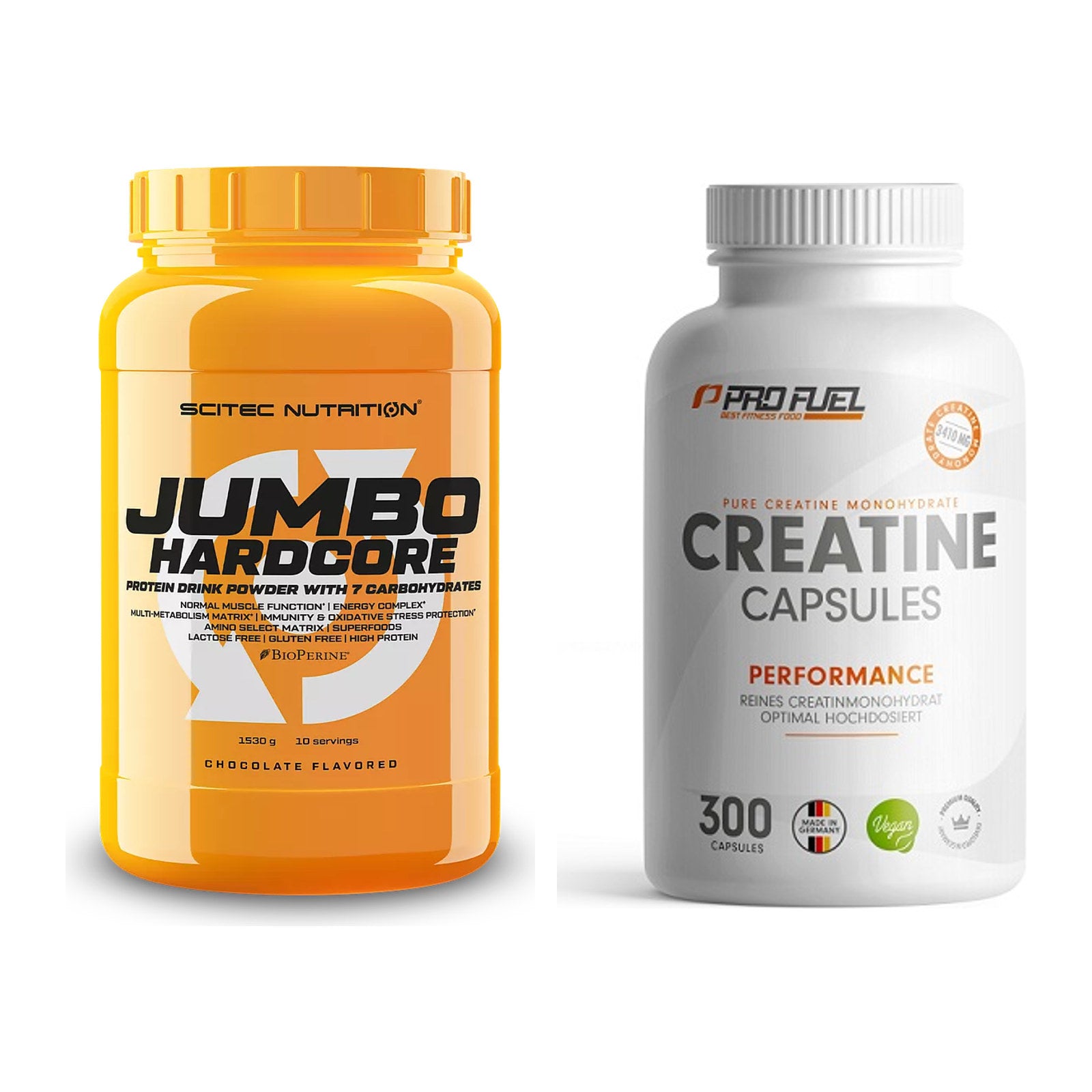 Masseaufbau-Set: Scitec Jumbo Hardcore1530 + ProFuel Creatine – alle enthaltenen Artikel