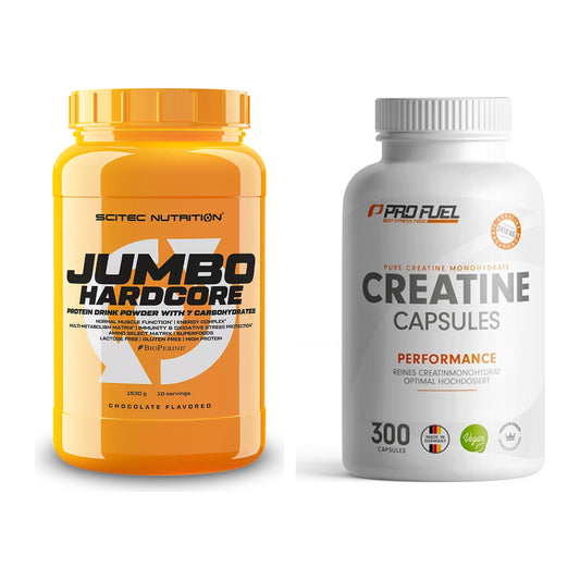 Masseaufbau-Set: Scitec Jumbo Hardcore1530 + ProFuel Creatine – alle enthaltenen Artikel