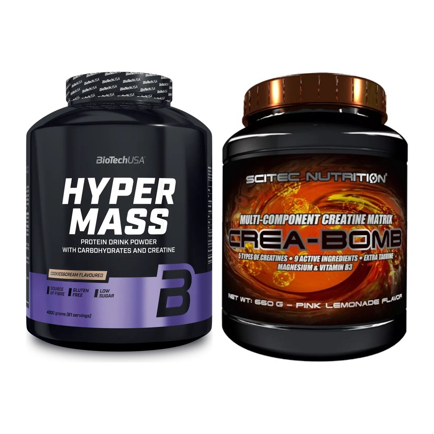 Masseaufbau-Set: BioTech Hyper Mass + Scitec Crea-Bomb – alle enthaltenen Artikel