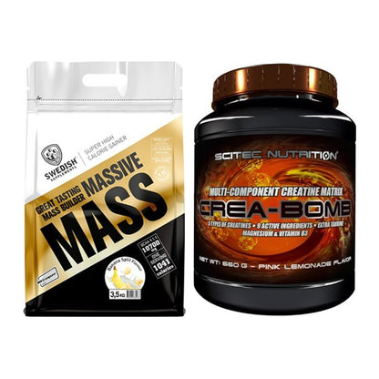 Masseaufbau-Set: Swedish Supplements Massive Mass + Scitec Crea-Bomb – alle enthaltenen Artikel