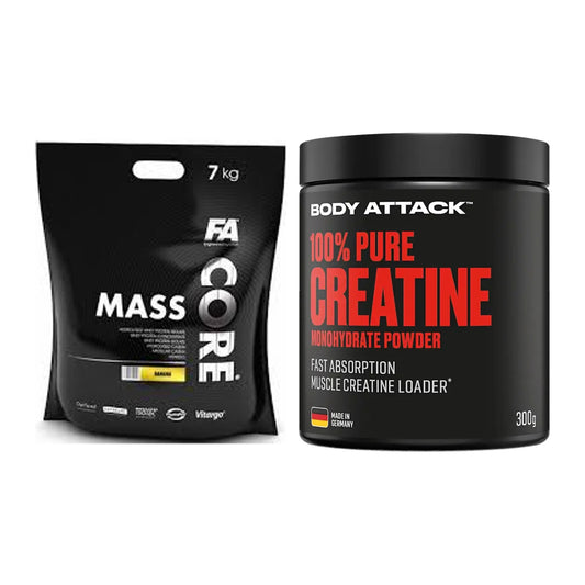 Masseaufbau-Set: FA Nutrition CORE Mass + Body Attack 100% Pure – alle enthaltenen Artikel