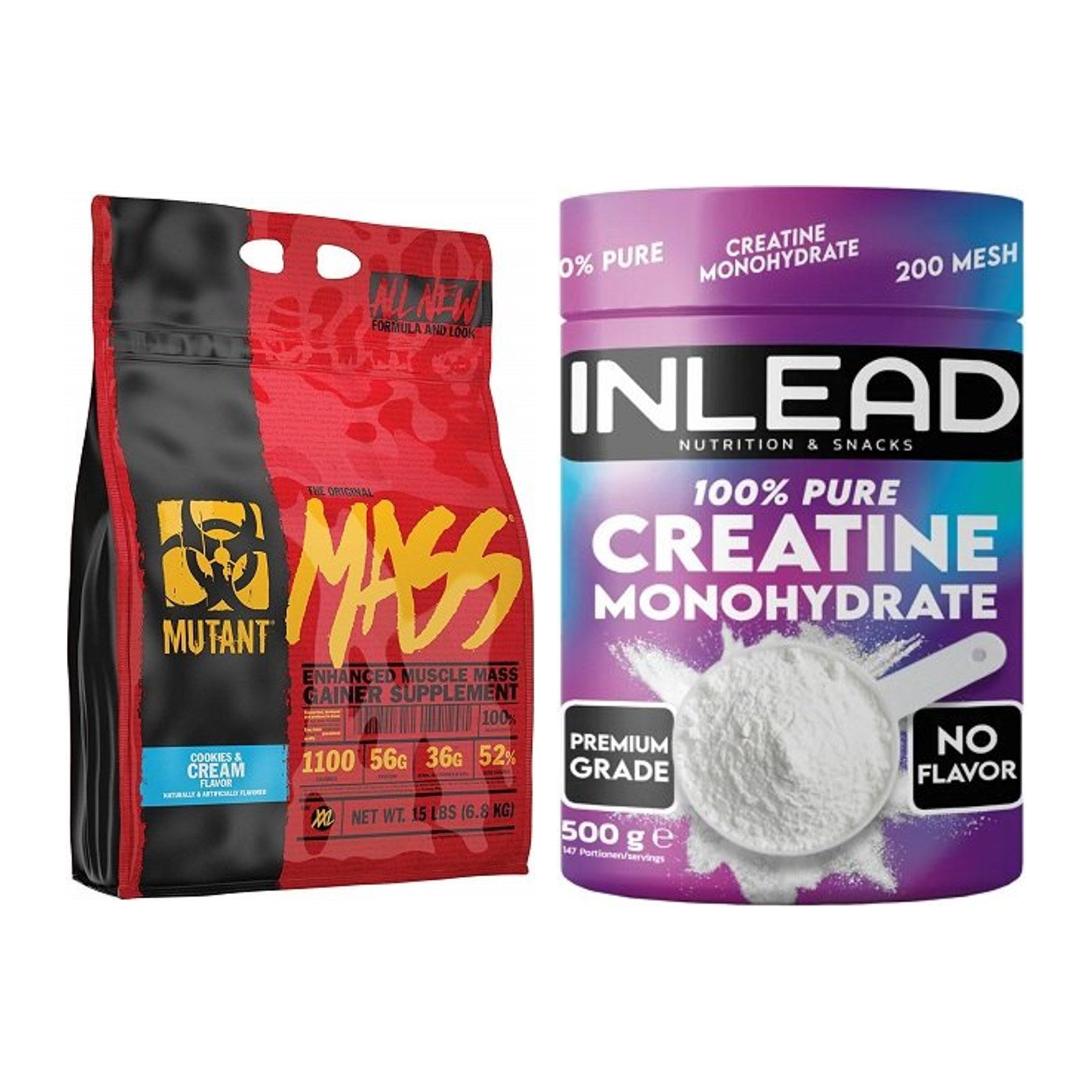 Masseaufbau-Set: Mutant Mass 6,8kg + INLEAD Creatine – alle enthaltenen Artikel