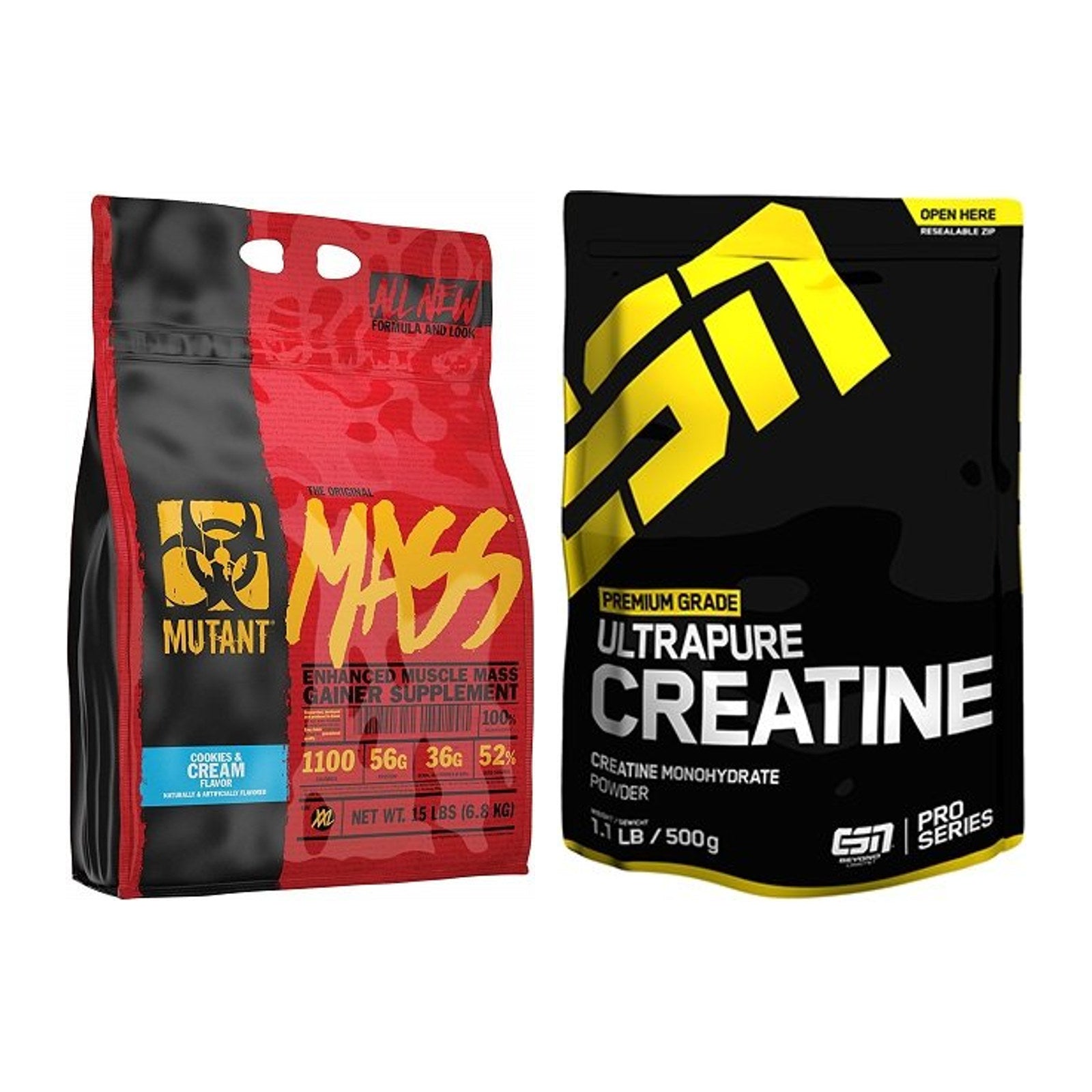 Masseaufbau-Set: Mutant Mass 6,8kg + ESN Ultrapure Creatine – alle enthaltenen Artikel