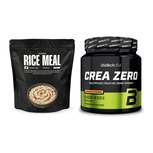 Masseaufbau-Set: Big Zone Instant Rice Meal (grob) + BioTech Crea Zero – alle enthaltenen Artikel
