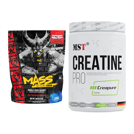 Masseaufbau-Set: Mutant Mass EXTREME 2500 + MST Creatin Pro CREAPURE – alle enthaltenen Artikel