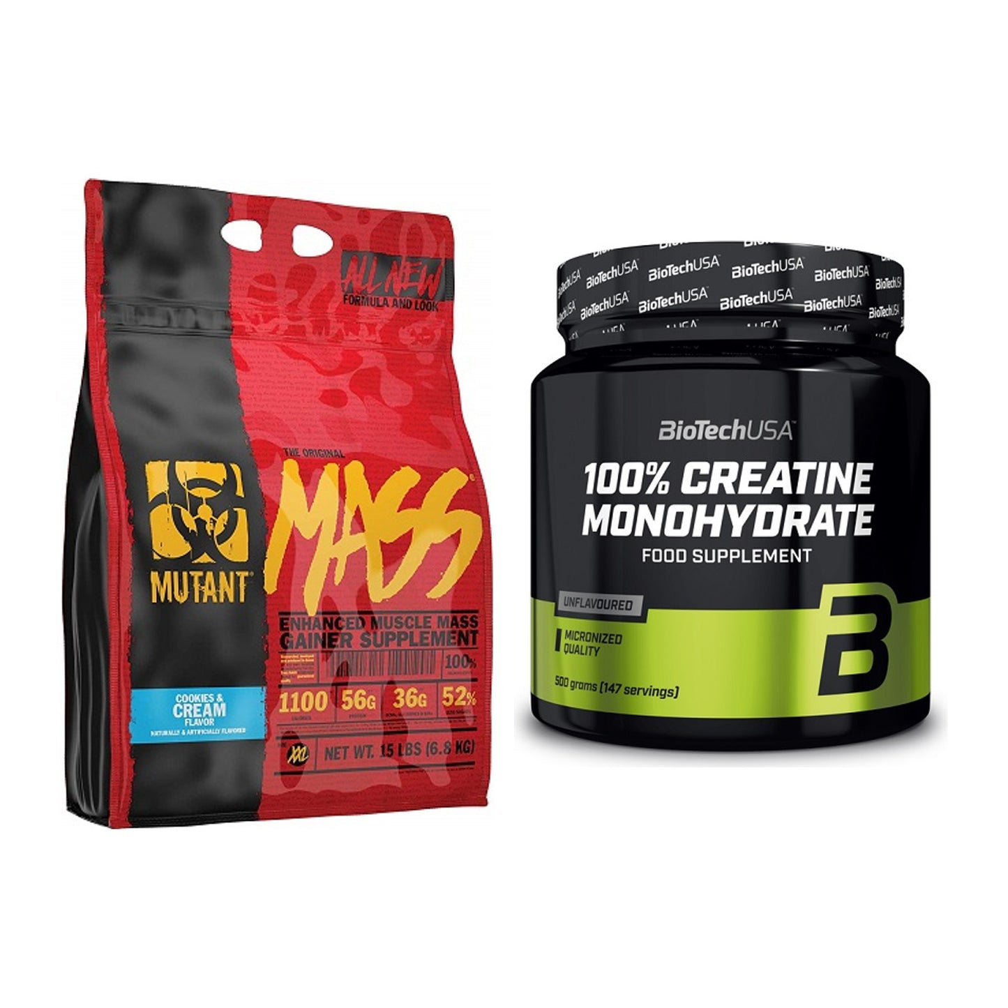 Masseaufbau-Set: Mutant Mass + BioTech Creatine Monohydrate – alle enthaltenen Artikel
