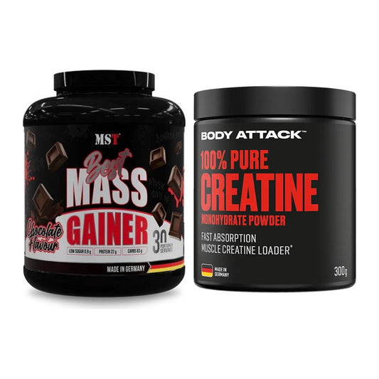 Masseaufbau-Set: MST Best Mass Gainer + Body Attack 100% Pure Creatine – alle enthaltenen Artikel