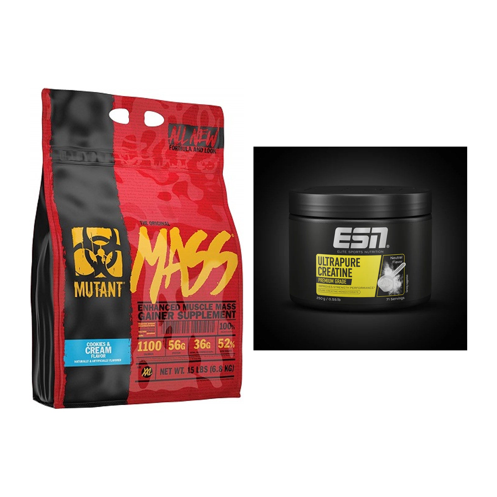 Masseaufbau-Set: Mutant Mass + ESN Ultrapure Creatine Monohydrate – alle enthaltenen Artikel