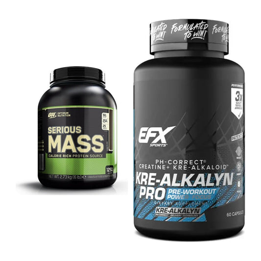 Masseaufbau-Set: Optimum Nutrition Serious Mass + EFX Kre-Alkalyn PRO – alle enthaltenen Artikel
