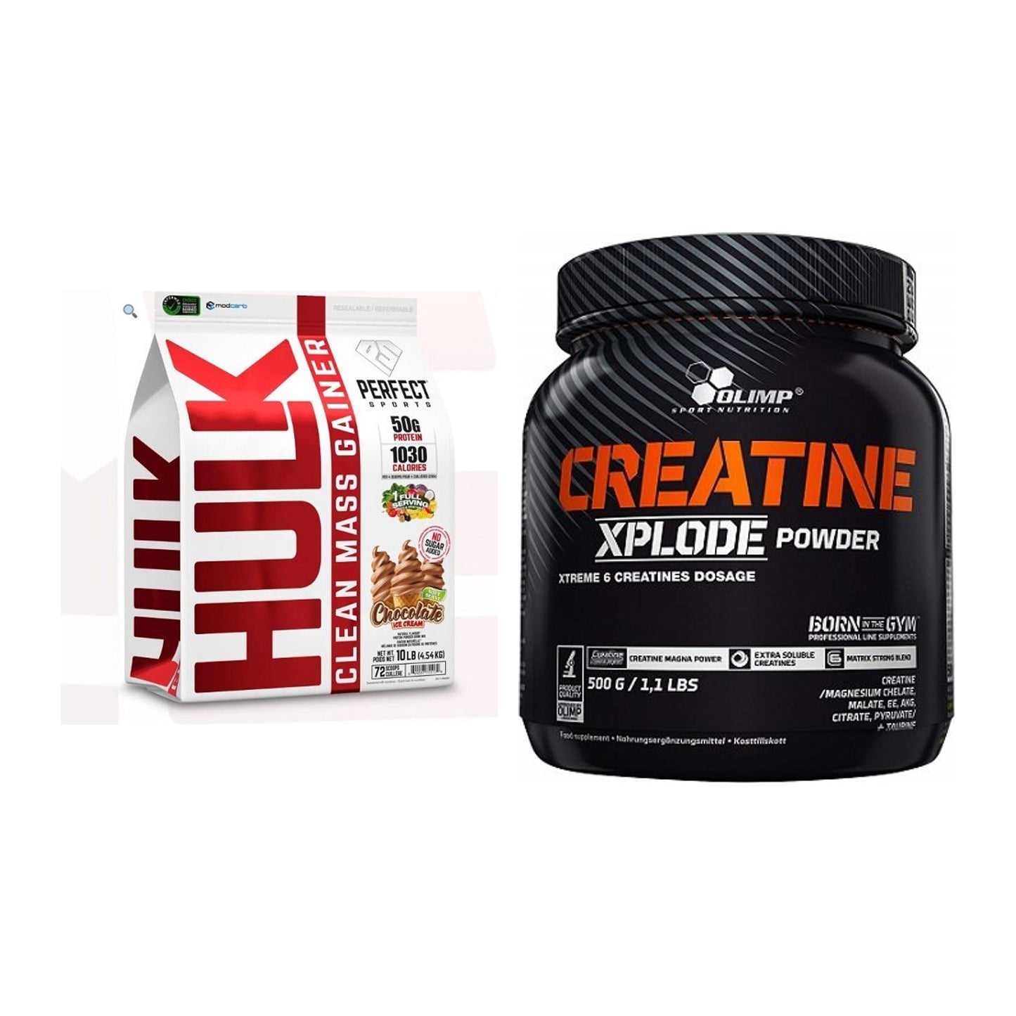 Masseaufbau-Set: Perfect Sports Hulk Clean + Olimp Creatine Xplode – alle enthaltenen Artikel
