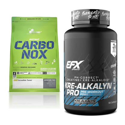 Masseaufbau-Set: Olimp Carbo Nox 1kg Pulver + EFX Kre-Alkalyn PRO – alle enthaltenen Artikel