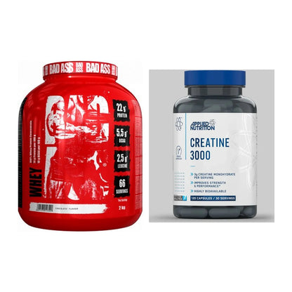 Masseaufbau-Set: BAD ASS Whey + Applied Nutrition Creatine 3000 – alle enthaltenen Artikel