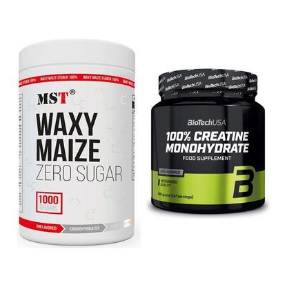 Masseaufbau-Set: MST WAXY MAIZE + BioTech Creatine Monohydrate – alle enthaltenen Artikel