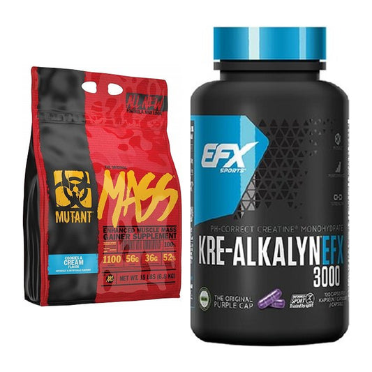 Masseaufbau-Set: Mutant Mass 6,8kg (Cookies + EFX Kre-Alkalyn 3000 – alle enthaltenen Artikel