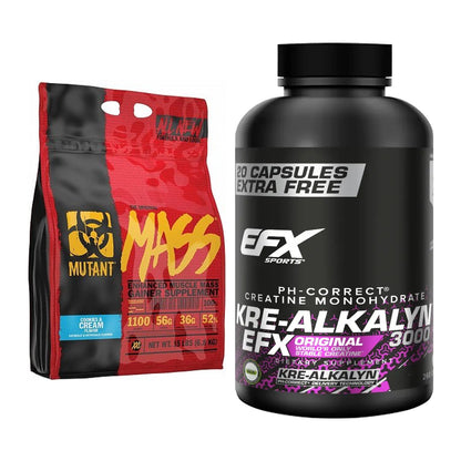 Masseaufbau-Set: Mutant Mass 6,8kg (Cookies + EFX Kre-Alkalyn 3000 – alle enthaltenen Artikel