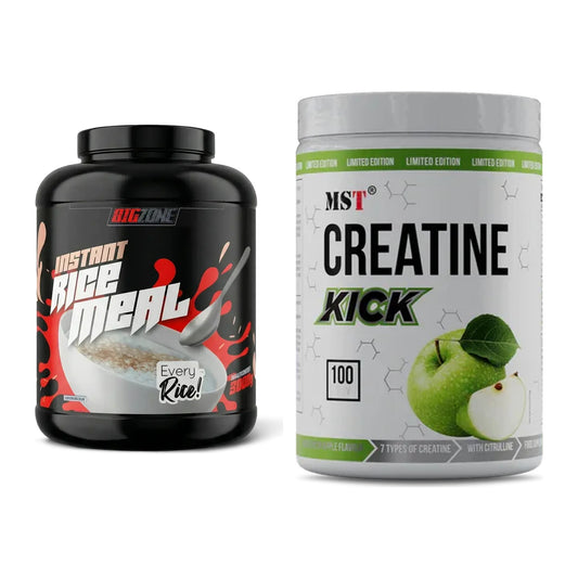 Masseaufbau-Set: Big Zone Rice Meal 3000g + MST Creatine Kick 1000g – alle enthaltenen Artikel